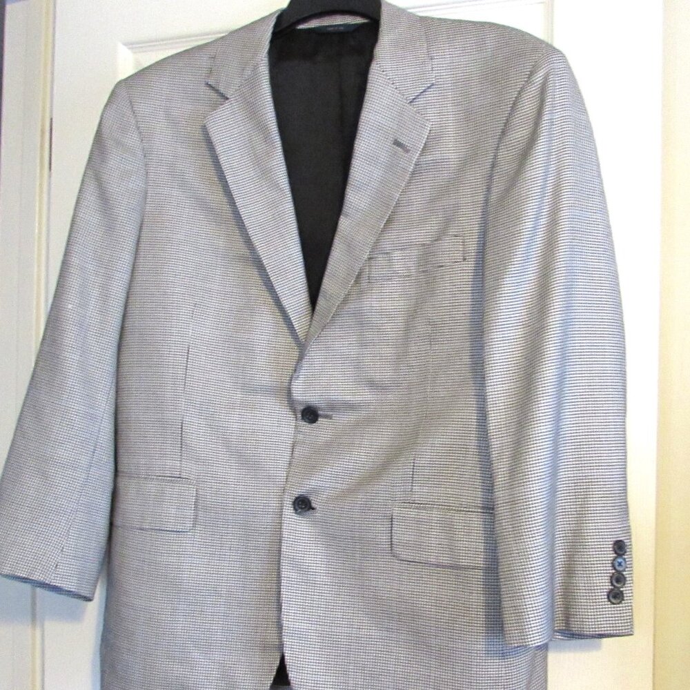 Vintage BROOKS BROTHERS Sports Jacket Black & White Herringbone Size 43 S